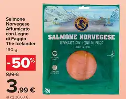 Carrefour Market Salmone Norvegese Affumicato con Legno di Faggio The Icelander offerta