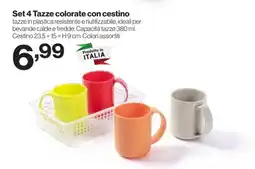 In'S Mercato Set 4 Tazze colorate con cestino offerta