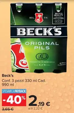 Carrefour Market Beck's ORIGINAL PILS offerta
