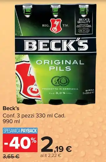 Carrefour Market Beck's ORIGINAL PILS offerta