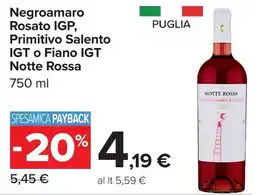 Carrefour Market Negroamaro Rosato IGP, Primitivo Salento IGT o Fiano IGT Notte Rossa offerta