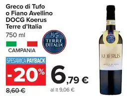 Carrefour Market Greco di Tufo o Fiano Avellino DOCG Koerus offerta