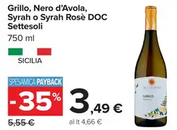 Carrefour Market Grillo, Nero d'Avola, Syrah o Syrah Rosè DOC Settesoli offerta