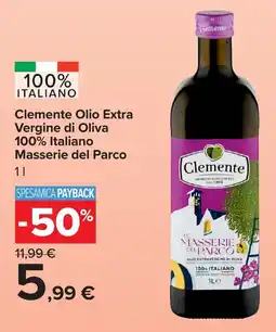 Carrefour Market Clemente Olio Extra Vergine di Oliva 100% Italiano Masserie del Parco offerta