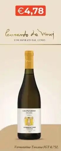 Mercatò Leonardo da Vinci Vermentino Toscana IGT offerta