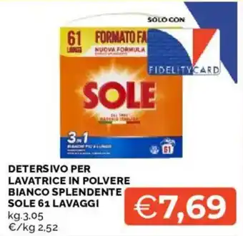 Mercatò Detersivo per lavatrice in polvere bianco splendente Sole 61 lavaggi offerta