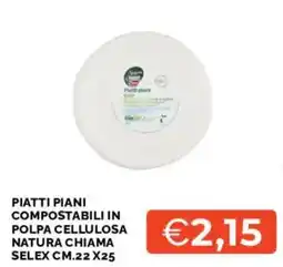 Mercatò Piatti Piani Compostabili in Polpa Cellulosa Natura Chiama Selex offerta