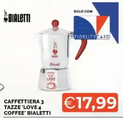 Mercatò Caffettiera 3 tazze 'Love 4 Coffee' Bialetti offerta