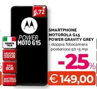 Smartphone motorola g15 power gravity grey