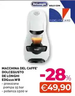 Mercatò Big MACCHINA DEL CAFFE' DOLCEGUSTO DE LONGHI EDG110.WB offerta