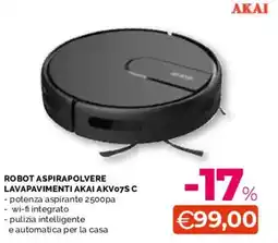 Mercatò Big ROBOT ASPIRAPOLVERE LAVAPAVIMENTI AKAI AKV07S C offerta