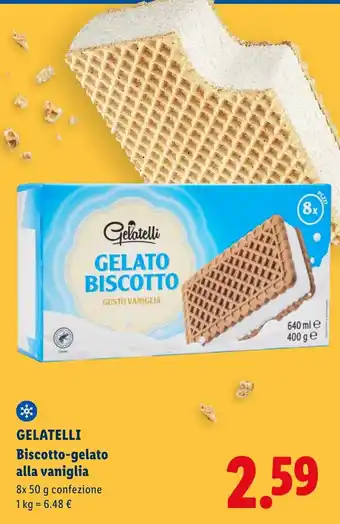 Lidl Gelatelli Biscotto-gelato alla vaniglia offerta