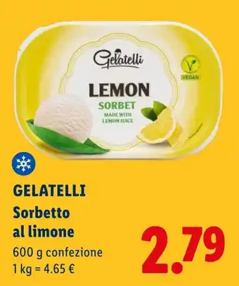 Lidl GELATELLI Sorbetto al limone offerta