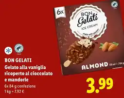 Lidl BON GELATI Gelato alla vaniglia ricoperto al cioccolato e mandorle offerta
