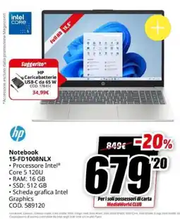 MediaWorld Notebook HP 15-FD1008NLX offerta