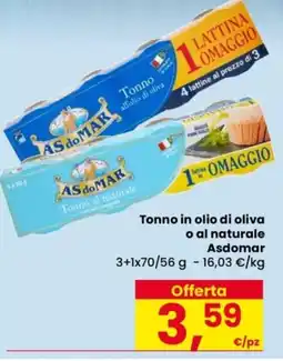Despar Tonno in olio di oliva o al naturale Asdomar offerta