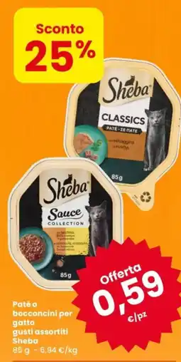 Despar Paté o bocconcini per gatto gusti assortiti Sheba offerta