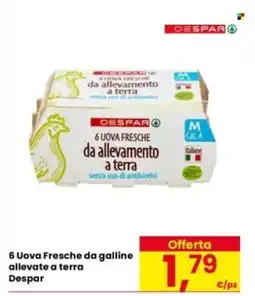 Eurospar 6 Uova Fresche da galline allevate a terra Despar offerta