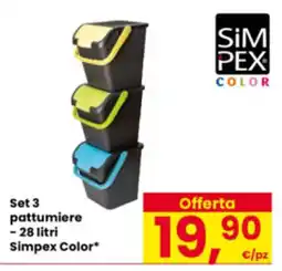 Eurospar Set 3 pattumiere Simpex Color* offerta