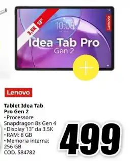 MediaWorld Lenovo Tablet Idea Tab Pro Gen 2 offerta