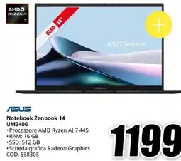 MediaWorld ASUS Notebook Zenbook 14 offerta