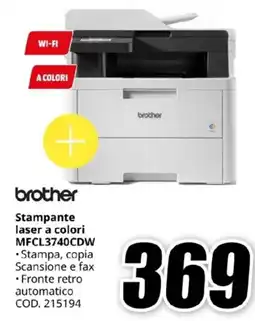 MediaWorld brother Stampante laser a colori MFCL3740CDW offerta