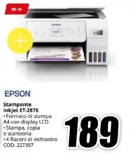 MediaWorld EPSON Stampante inkjet ET-2876 offerta