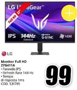 MediaWorld LG UltraGear Monitor Full HD 27G411A offerta