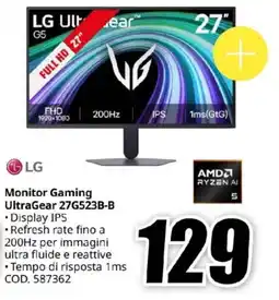 MediaWorld LG Monitor Gaming UltraGear 27G523B-B offerta