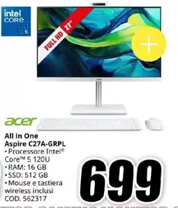 MediaWorld Acer All in One Aspire C27A-GRPL offerta