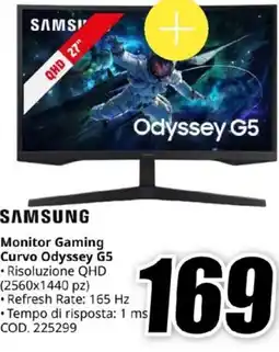 MediaWorld SAMSUNG Monitor Gaming Curvo Odyssey G5 offerta