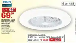 Brico OK PHILIPS PLAFONIERA A LED CON VENTILATORE INTEGRATO* offerta