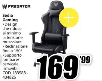 MediaWorld Predator Sedia Gaming offerta