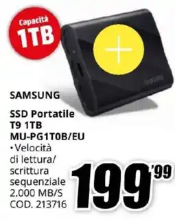 MediaWorld SAMSUNG SSD Portatile T9 1TB offerta