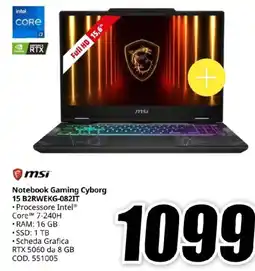 MediaWorld msi Notebook Gaming Cyborg offerta
