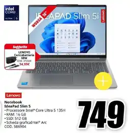 MediaWorld Lenovo Notebook IdeaPad Slim 5 offerta