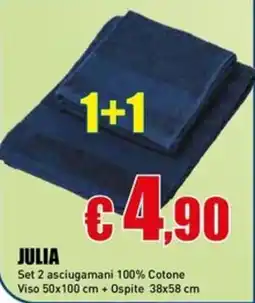 Casalandia JULIA Set 2 asciugamani 100% Cotone offerta