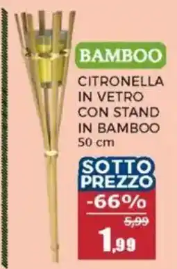 Happy Casa Bamboo citronella in vetro con stand in bamboo offerta