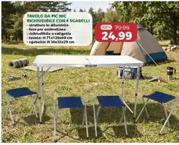 Happy Casa Tavolo da pic nic richiudibile con 4 sgabelli offerta