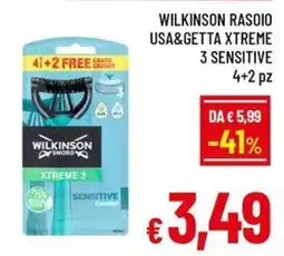 Famila Market Wilkinson Rasoio USA&GETTA XTREME 3 SENSITIVE offerta