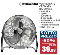 Happy Casa DICTROLUX VENTILATORE CROMATO DA TAVOLO offerta