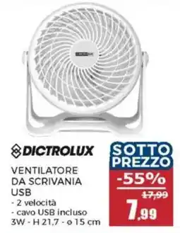 Happy Casa DICTROLUX VENTILATORE DA SCRIVANIA USB offerta