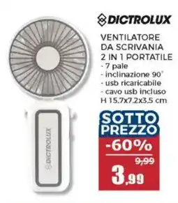 Happy Casa DICTROLUX VENTILATORE DA SCRIVANIA 2 IN 1 PORTATILE offerta