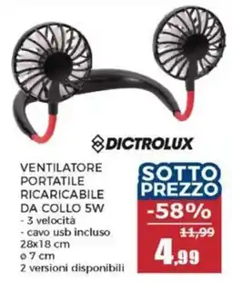 Happy Casa VENTILATORE PORTATILE RICARICABILE DA COLLO DICTROLUX offerta