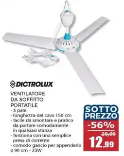 Happy Casa DICTROLUX VENTILATORE DA SOFFITTO PORTATILE offerta