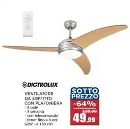 Happy Casa Dictrolux ventilatore da soffitto con plafoniera offerta