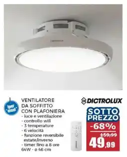 Happy Casa Ventilatore da soffitto con plafoniera dictrolux offerta