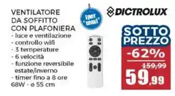 Happy Casa Ventilatore da soffitto con plafoniera dictrolux offerta