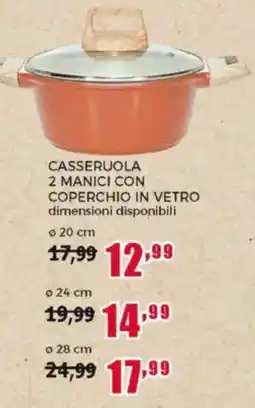 Happy Casa CASSERUOLA 2 MANICI CON COPERCHIO IN VETRO offerta
