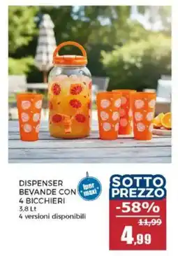 Happy Casa DISPENSER BEVANDE CON 4 BICCHIERI offerta